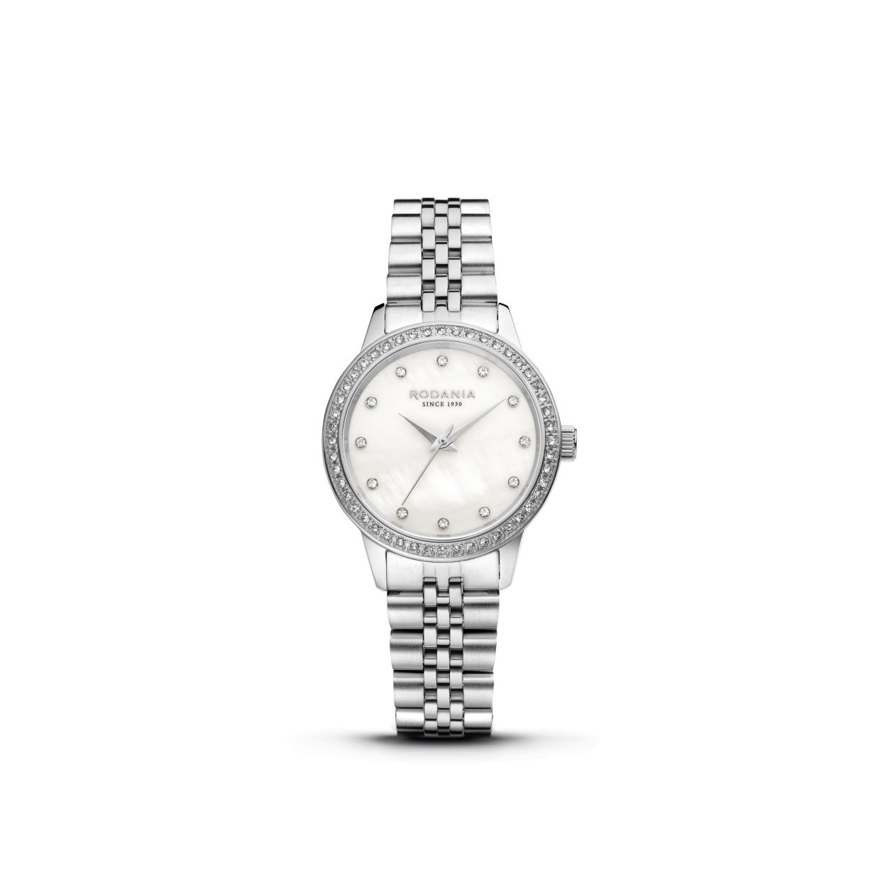 Dit dameshorloge is van het merk Rodania. Het is een analoog horloge met een band van edelstaal. De diameter van de kast is30 mm.
De verdere specificaties van het horloge zijn als volgt:
Glassoort: saffier
Waterdichtheid: 5 ATM
Techniek: quartz