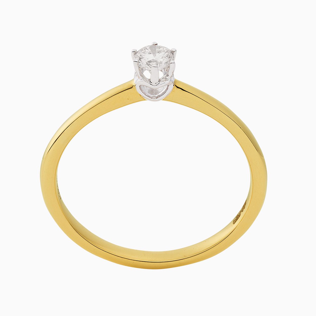 14krt geelgouden solitair ring met 0.20ct diamant 