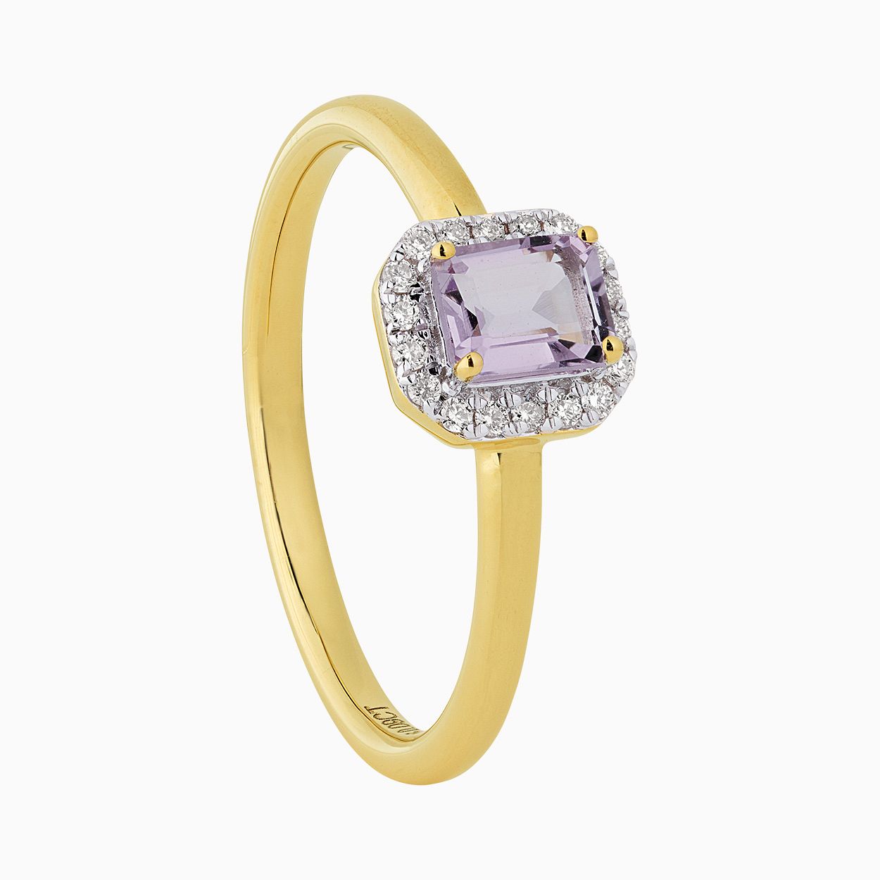 R2023/5 Ring met diamant en roze amethist totaal 0,09 crt.