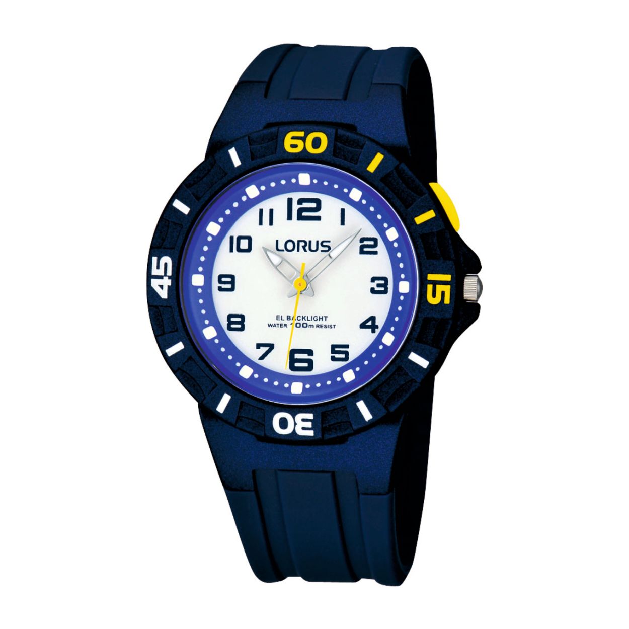 Dit kinderhorloge is van het merk Lorus. Het is een analoog horloge gemaakt van urethaan. De diameter van de kast is 36 mm en de kast is 12.5 mm dik.
De verdere specificaties van het horloge zijn als volgt:
Glassoort: acryl glas
Bandbreedte: 19
Kastmateriaal: kunststof
Waterdichtheid: 10 ATM
Techniek: quartz