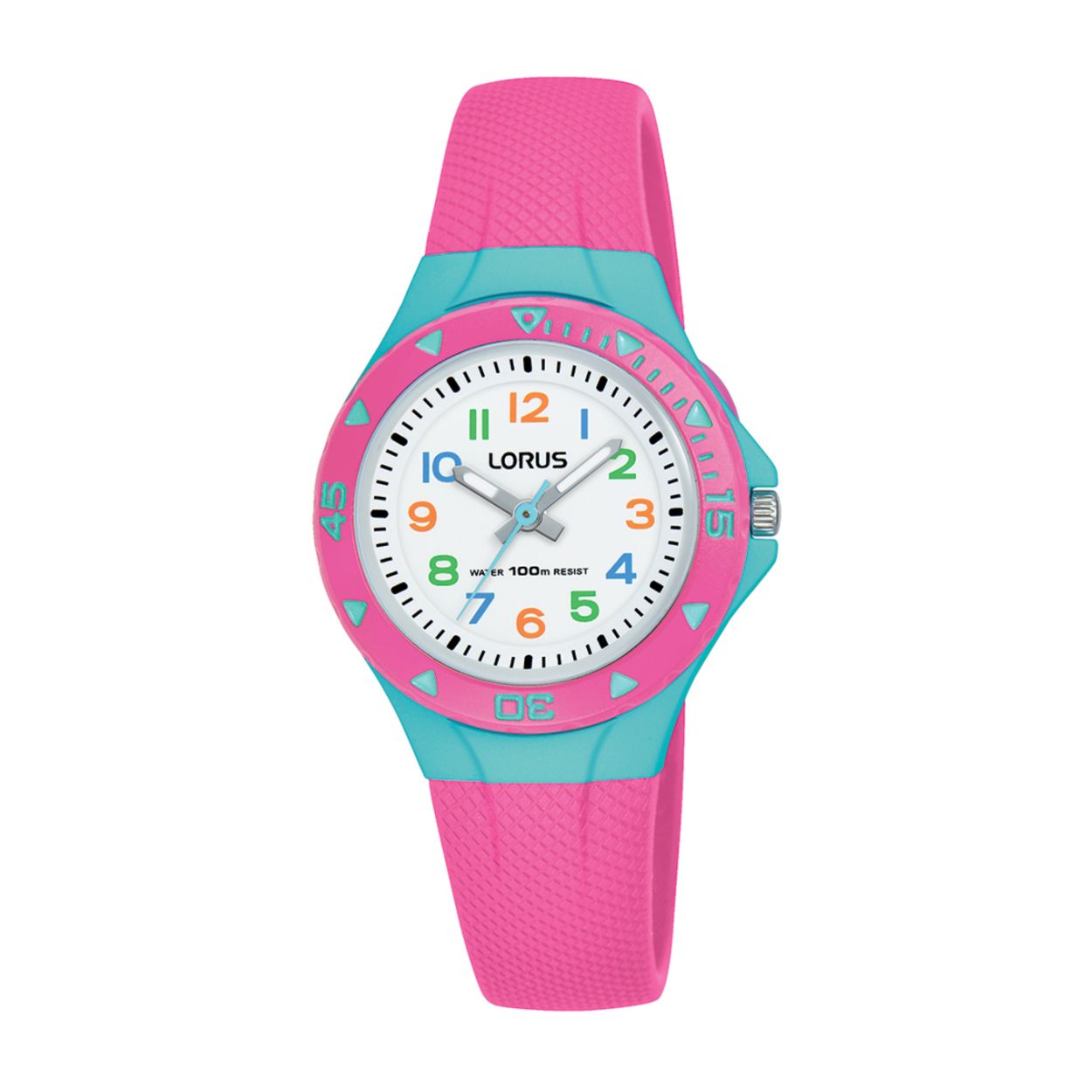 Dit kinderhorloge is van het merk Lorus. Het is een analoog horloge gemaakt van urethaan. De diameter van de kast is 28.5 mm en de kast is 12 mm dik.
De verdere specificaties van het horloge zijn als volgt:
Glassoort: acryl glas
Bandbreedte: 12
Kastmateriaal: kunststof
Waterdichtheid: 10 ATM
Techniek: quartz