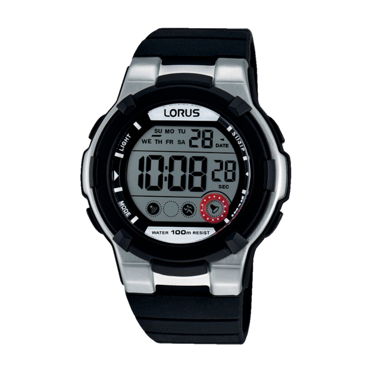 Dit herenhorloge is van het merk Lorus. Het is een digitaal horloge gemaakt van silicoon. De diameter van de kast is 40 mm en de kast is 13 mm dik.
De verdere specificaties van het horloge zijn als volgt:
Glassoort: acryl glas
Bandbreedte: 18
Kastmateriaal: kunststof
Waterdichtheid: 10 ATM
Techniek: quartz