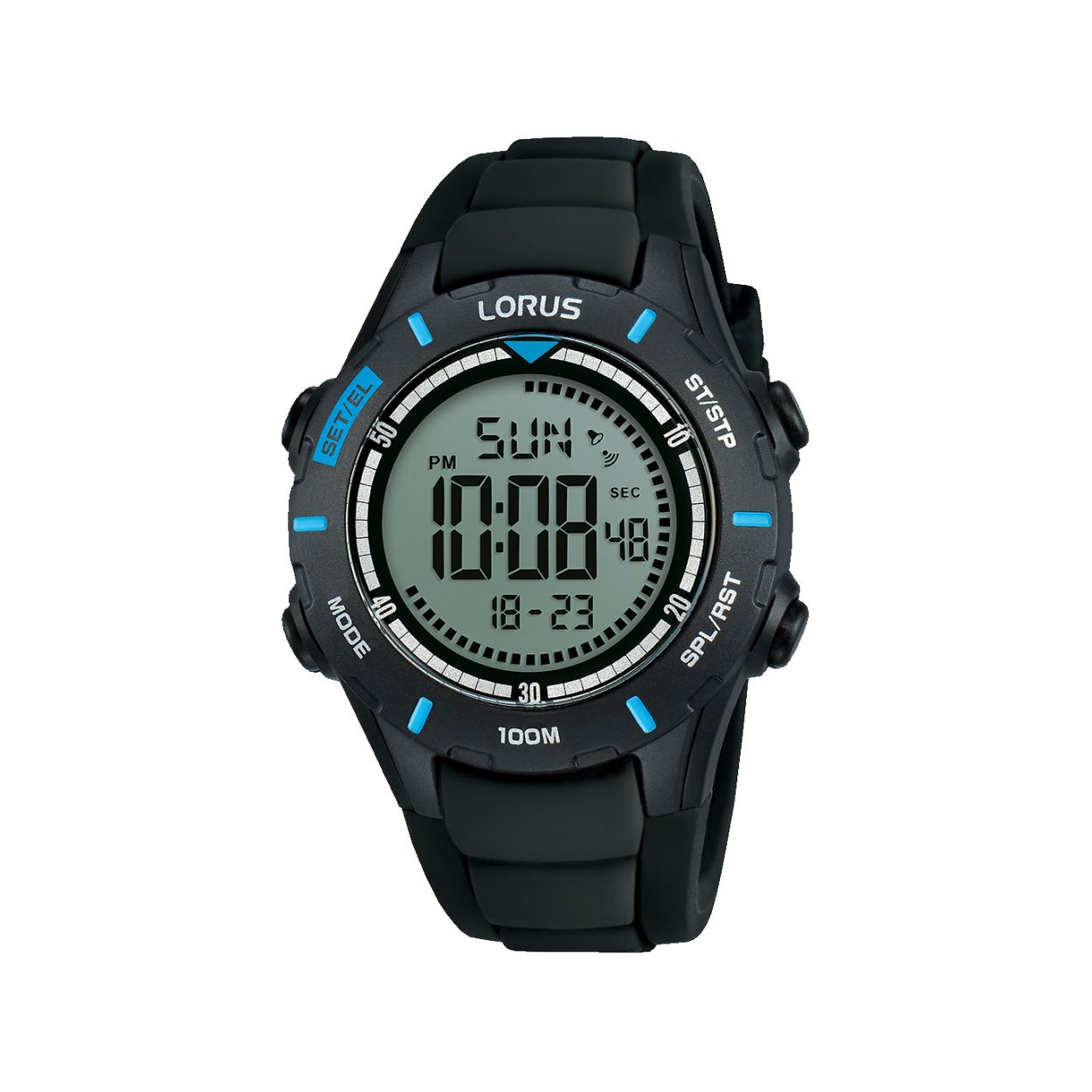 DIT IS EEN LORUS LORUS DIGITAAL HERENHORLOGE R2367MX9 HORLOGE. DIT HORLOGE HEEFT EEN DAG EN DATUM AANDUIDING.
