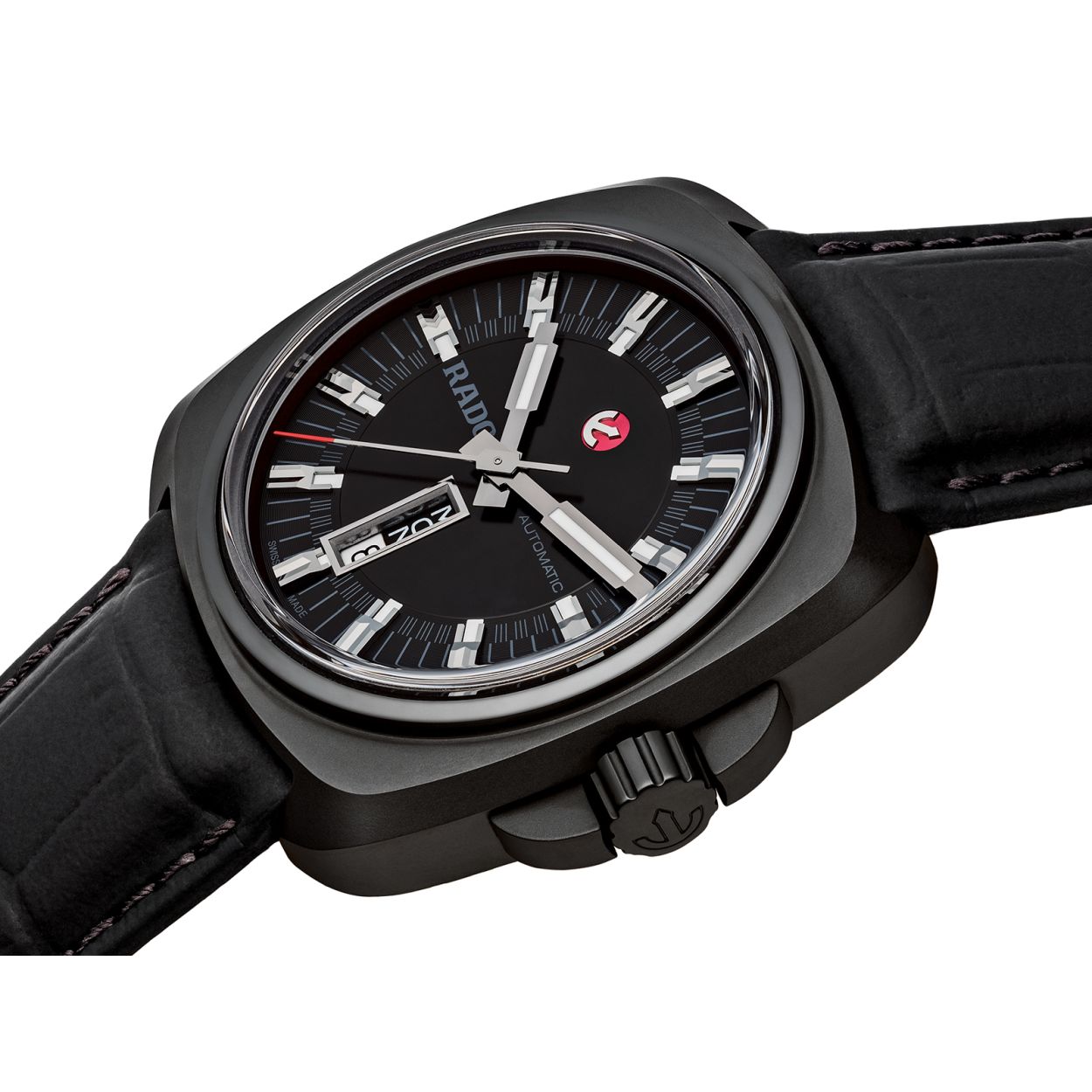 Rado - Zegarek Meski, Hyperchrome 1616 High-Tech Keramiek. automatisch heren met leder klipband 100m WR serienr.14477742 ref.01.764.0171.3.115