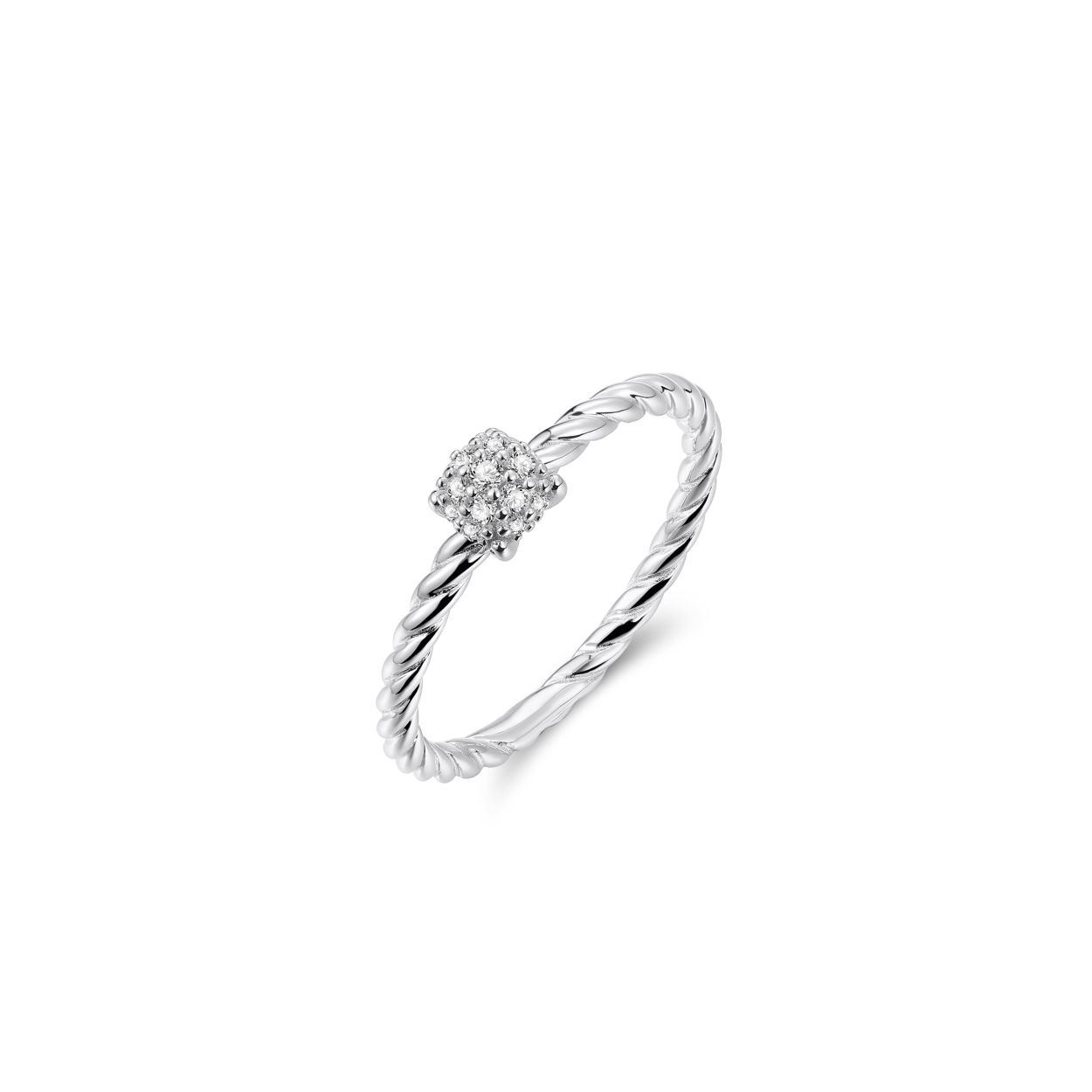 Zilver Gerhodineerde Ring Koord met Zirkonia maat 54
