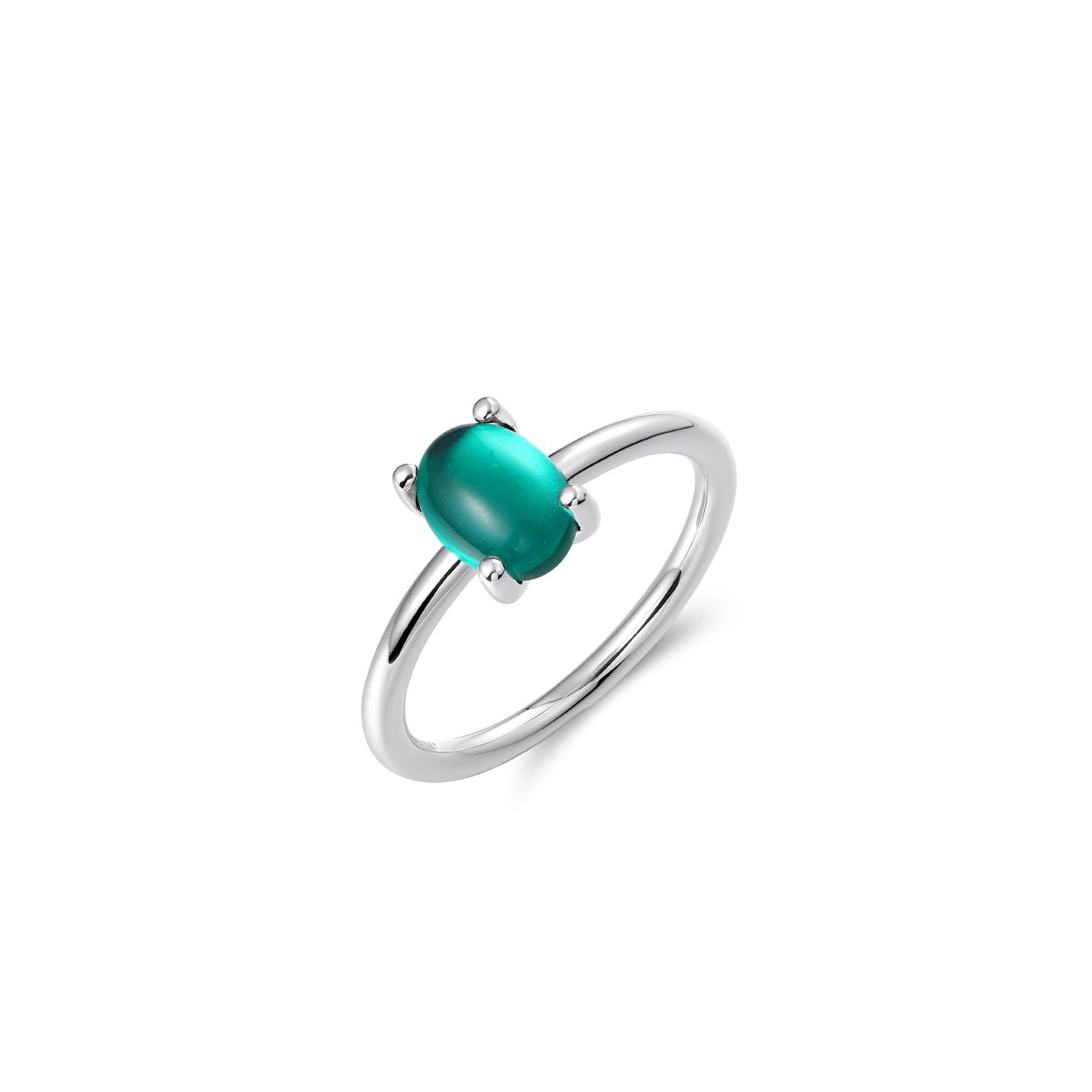 Gisser zilveren ring met een Groene steen maat 54