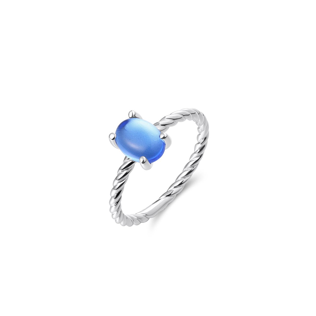 Gisser zilveren ringen met licht blauwe steen