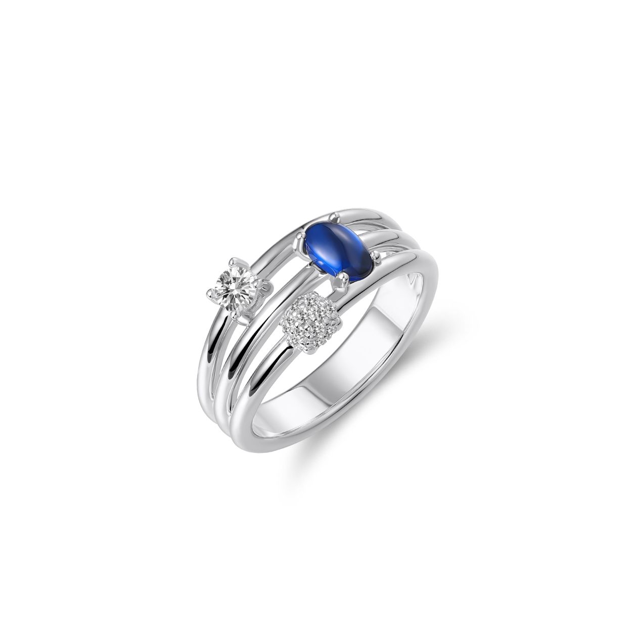 Gisser ring | zilver | 3 in 1 | blauw
