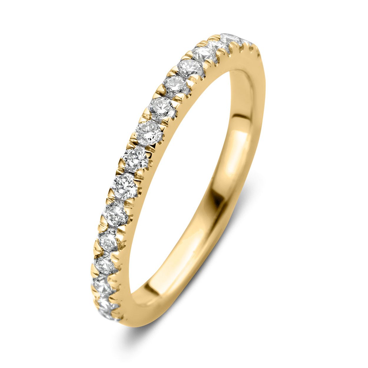 Geelgouden ring 'Millie' halfrond gezet (0,30 crt.) gemaakt van 18 karaat gerecycled goud.