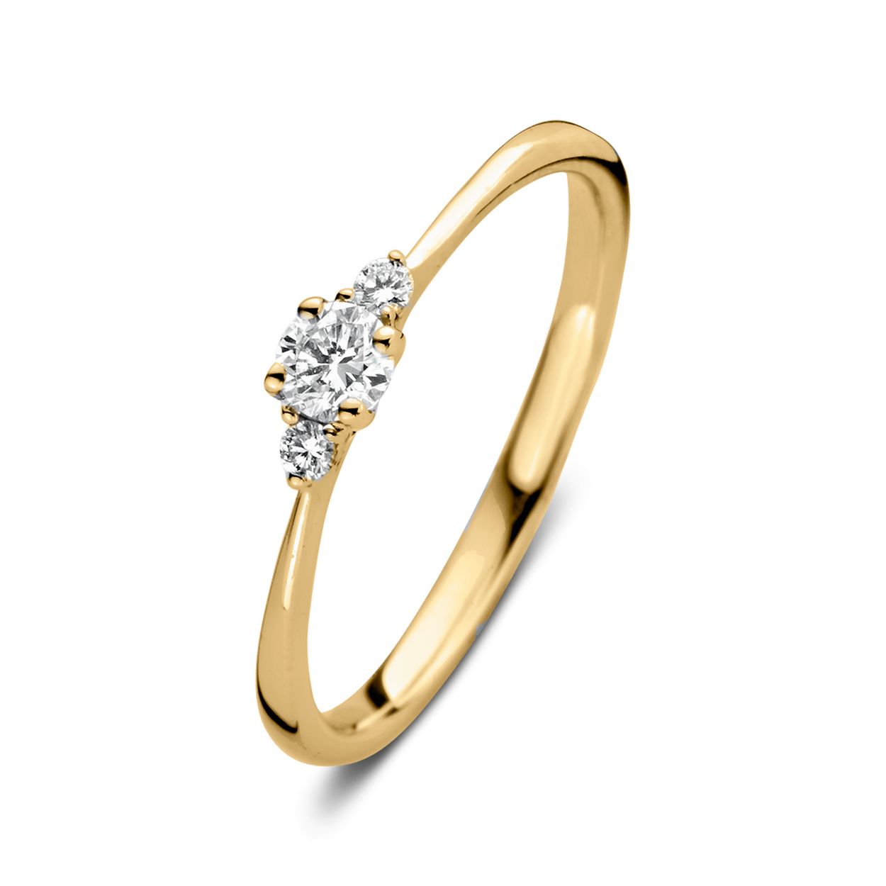 Alix is onze schitterende driesteensring! Zoals de naam al verklapt bevat de ring drie diamanten, waarbij de twee zijstenen de grote middensteen extra laten stralen. Bij een driesteensring staan de drie stenen symbool voor het verleden, heden en de toekomst. Het is daarom een perfecte ring voor speciale gelegenheden als bijvoorbeeld een verloving! We hebben Alix bovendien zo ontworpen dat er een aanschuif- of trouwring tegenaan gedragen kan worden. Wat dacht je bijvoorbeeld van onze Millie ring

Kies zelf de gewenste steengrootte van jouw diamanten. De Alix ring is in verschillende maten en goudkleuren beschikbaar. 