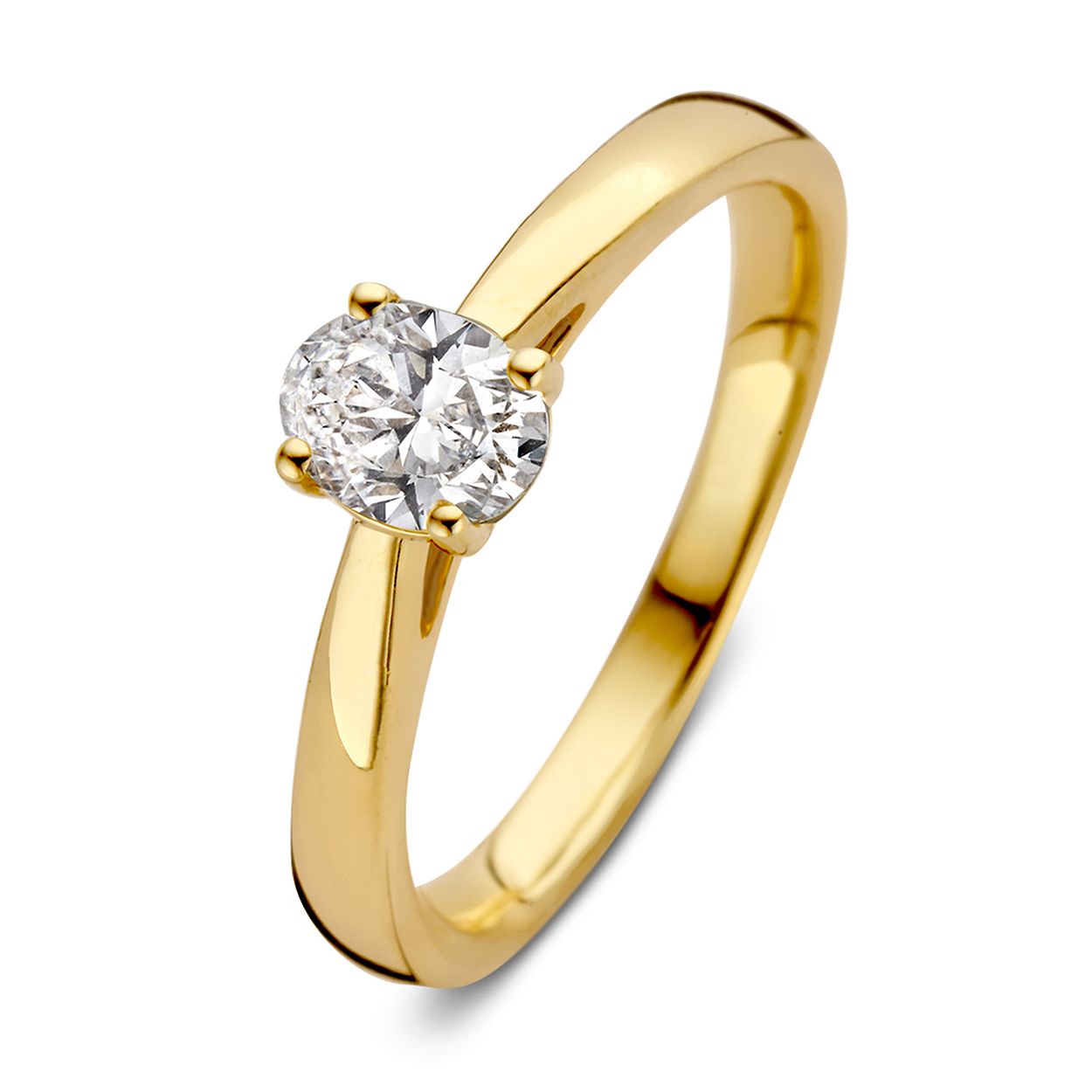 Ontdek de speelse en elegante ring Franky. Dankzij de ovaal geslepen diamant heeft deze minimalistische solitair ring een opvallende uitstraling. Ovale diamanten schitteren optimaal en ogen bovendien groter. Kies zelf de gewenste steengrootte van jouw diamant. De stijlvolle Franky ring is in verschillende maten en goudkleuren beschikbaar. 