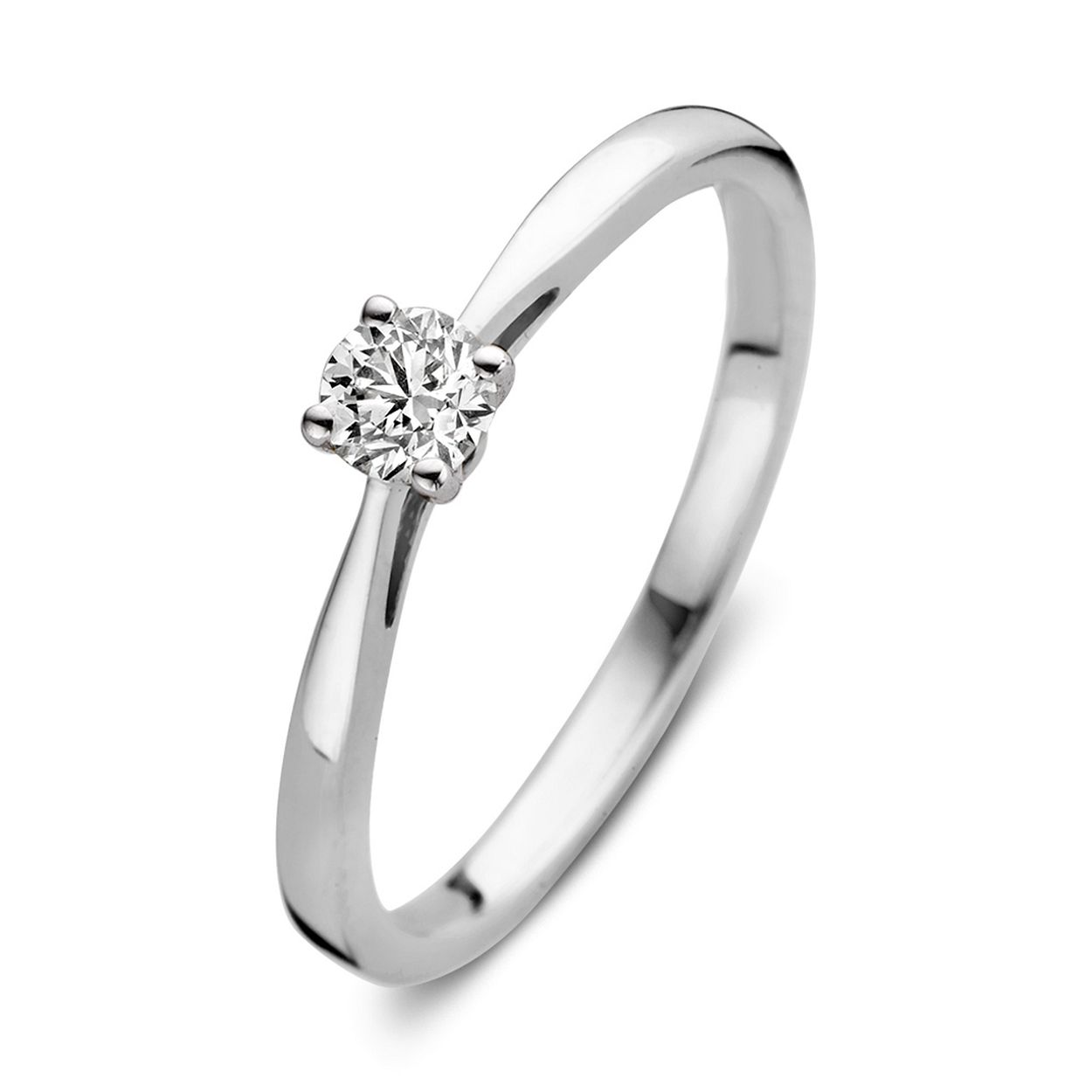 Aurore - Olivia 18kt witgouden dames ring, solitair bezet met 1 briljant geslepen labgrown diamant