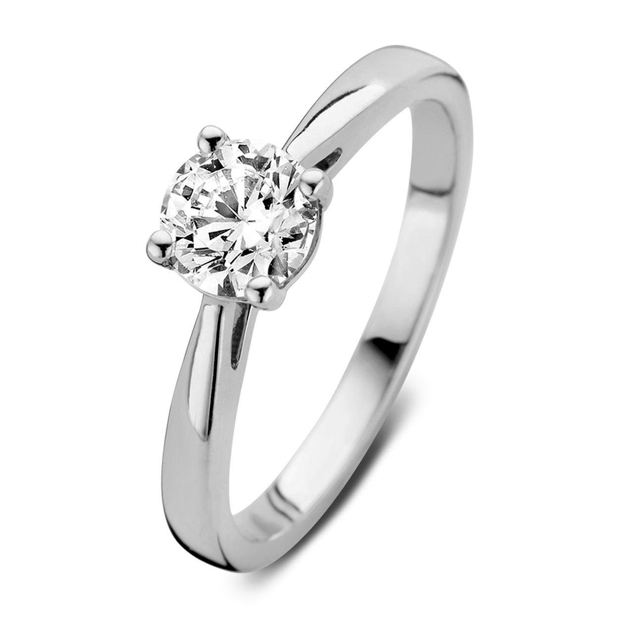 Aurore - Olivia 18kt witgouden damesring, solitair bezet met 1 briljant geslepen labgrown diamant
Het certificaat is van IGI LG 520281628