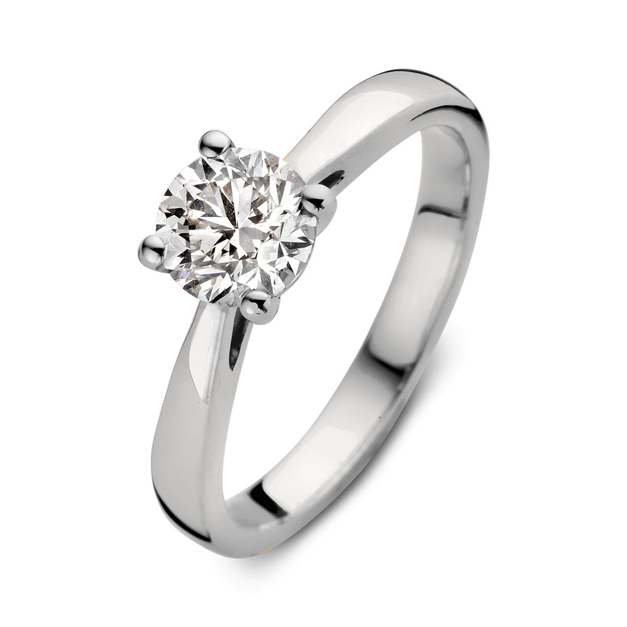 Aurore Jewelry - Witgouden solitair ring 'Olivia' met 1,00 crt. briljant geslepen labgrown diamant,  gemaakt van 18 karaat gerecycled goud. - RA25010100-57 IGI certificaat: LG625492490