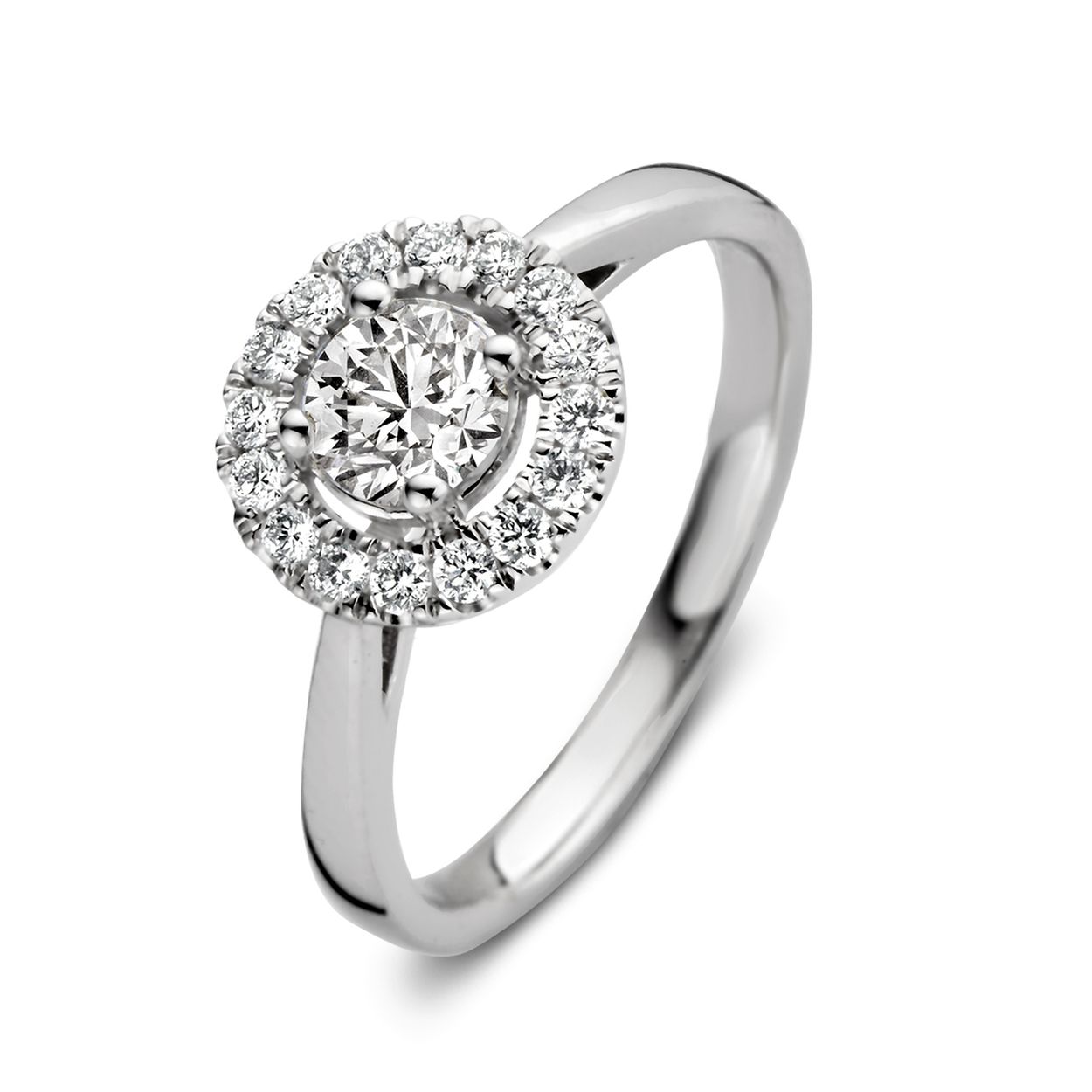 Aurore - Emma 18kt witgouden entourage ring, bezet met briljant geslepen labgrown diamanten.