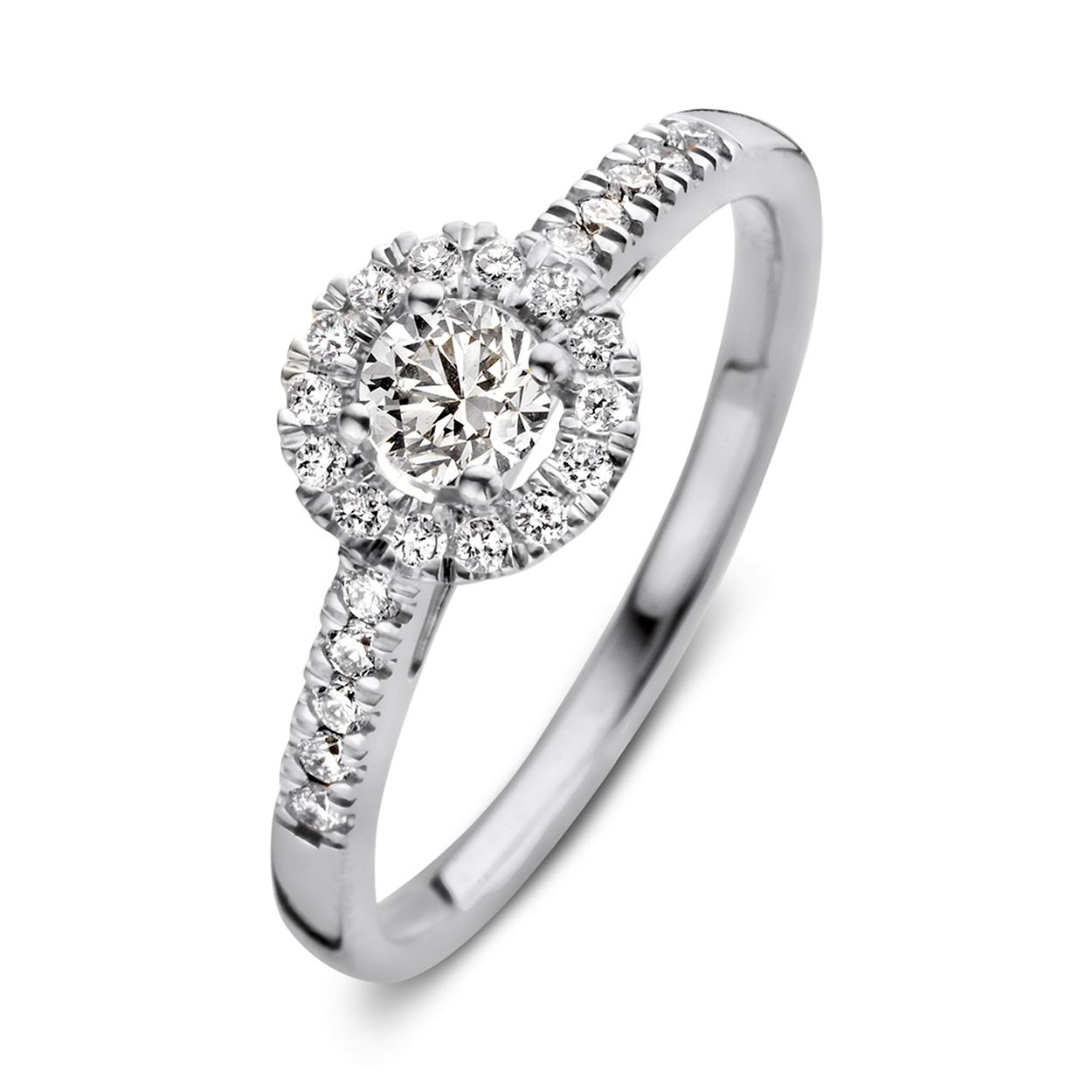 Aurore - Emma Royal 18kt witgouden dames ring bezet met briljant geslepen labgrown diamanten