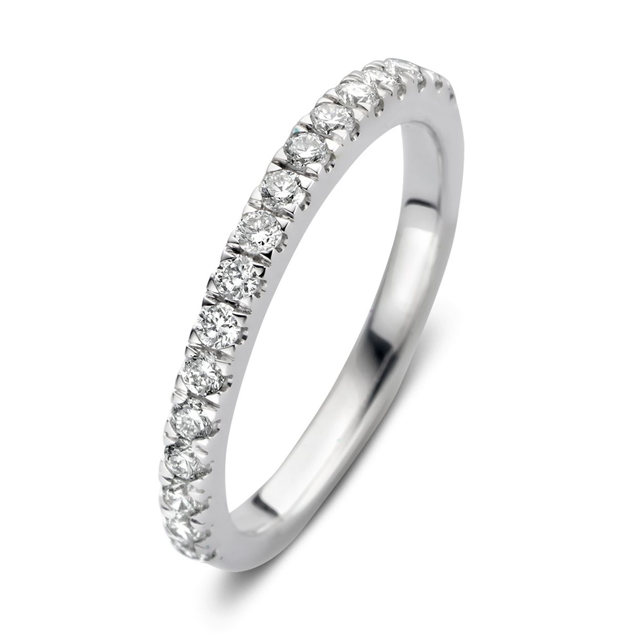 Witgouden ring 'Millie' ring halfrond gezet (0,30 crt.) gemaakt van 18 karaat gerecycled goud.