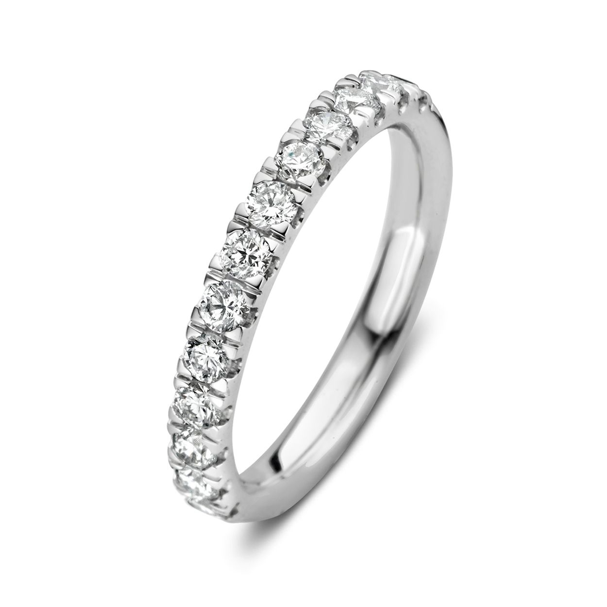 Aurore - Millie 18kt witgouden damesring bezet met briljant geslepen labgrown diamanten