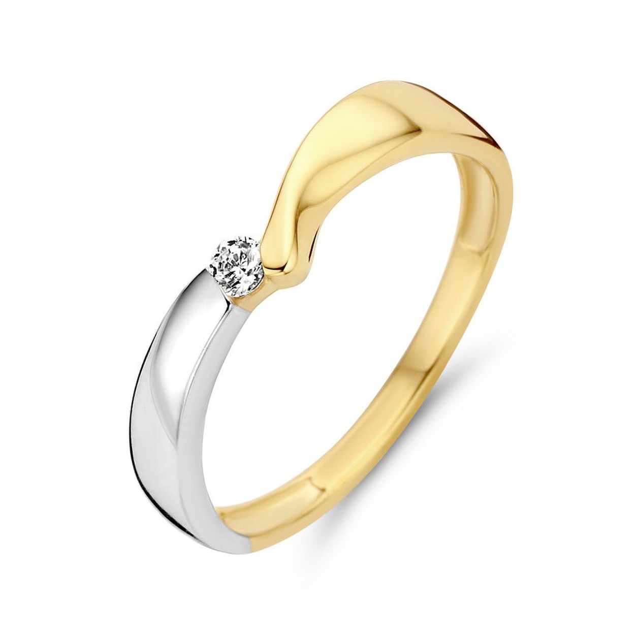 Ring bicolor zirkonia Maat 58
