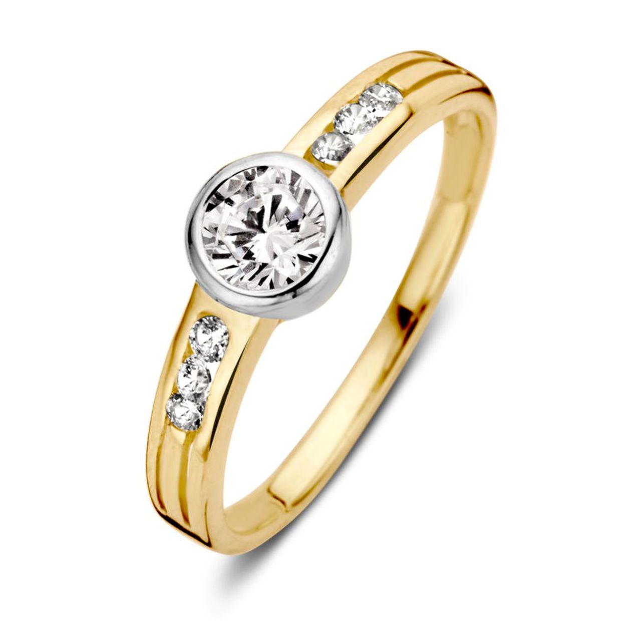 Ring bicolor zirkonia Maat 56
