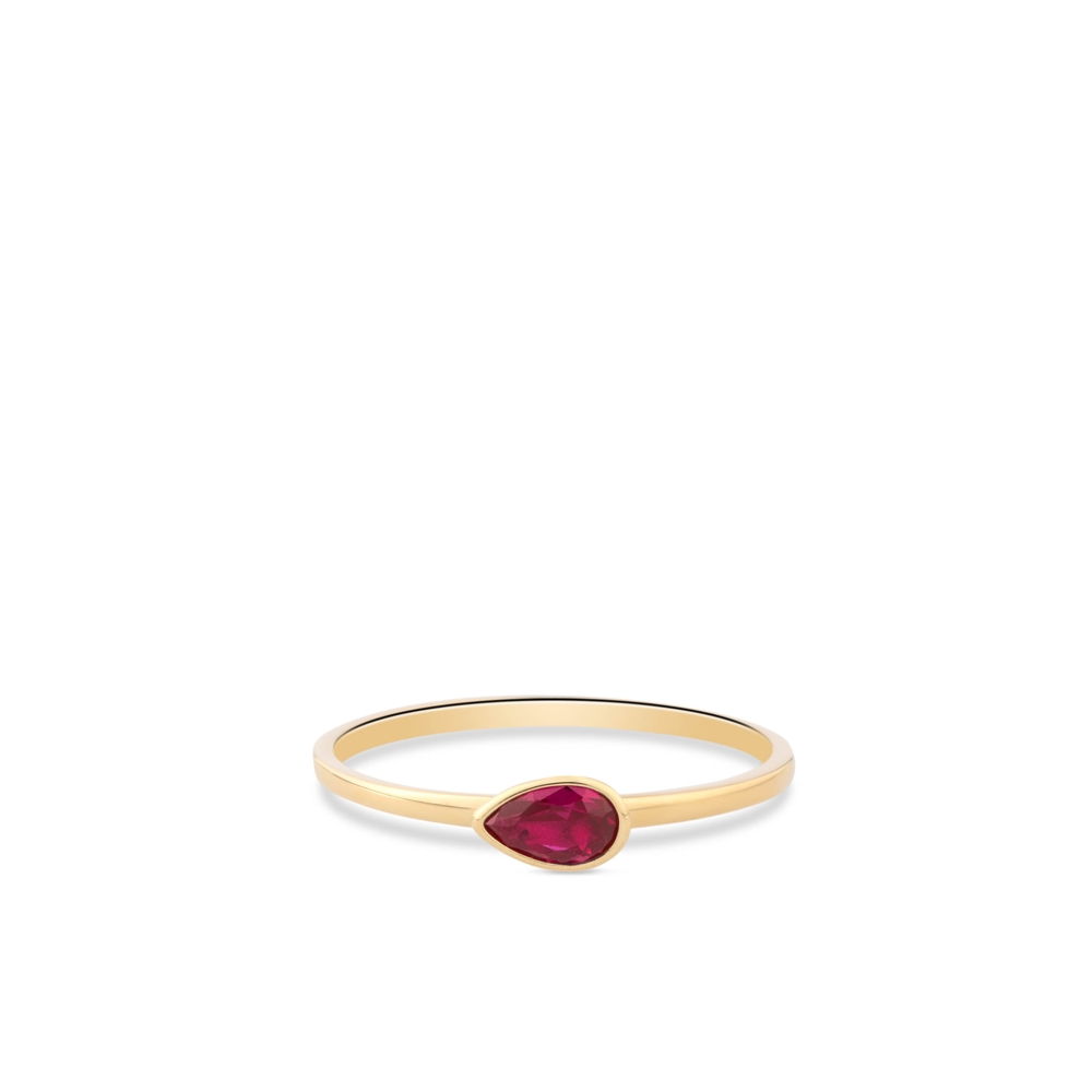 Gouden dames ring met rode zirkonia