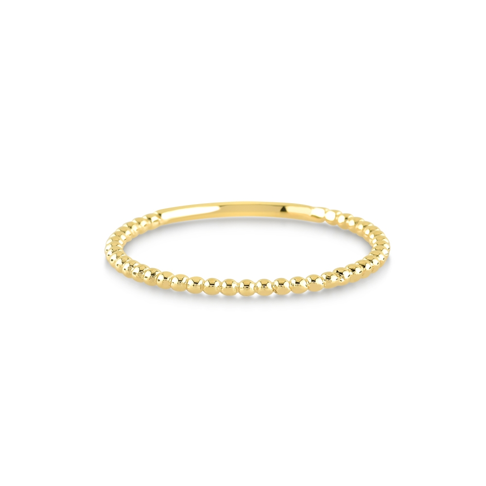 14 krt geelgouden ring met bolletjes perfect als aanschuifring.
Maat 52