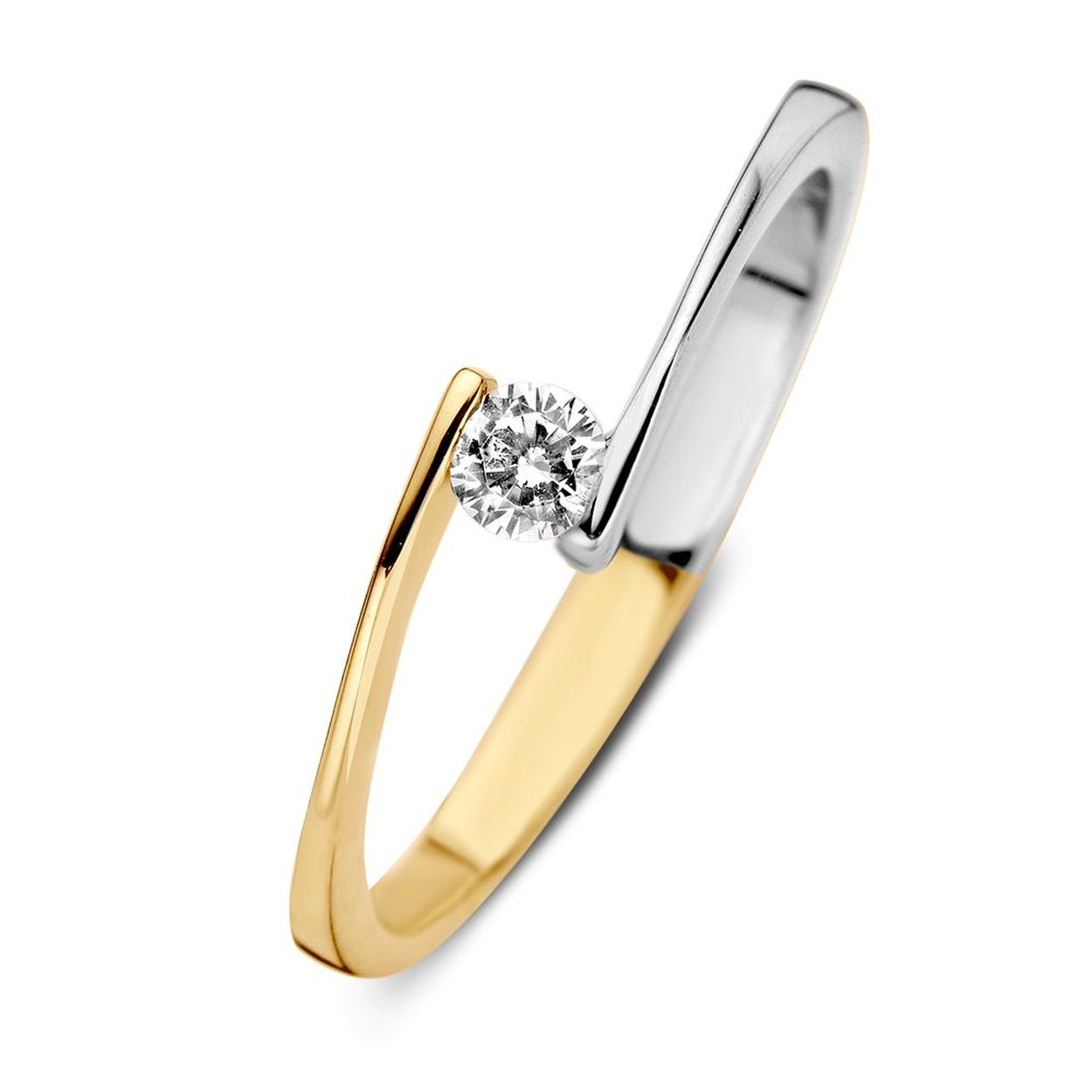 Ring bicolor zirkonia Maat 56