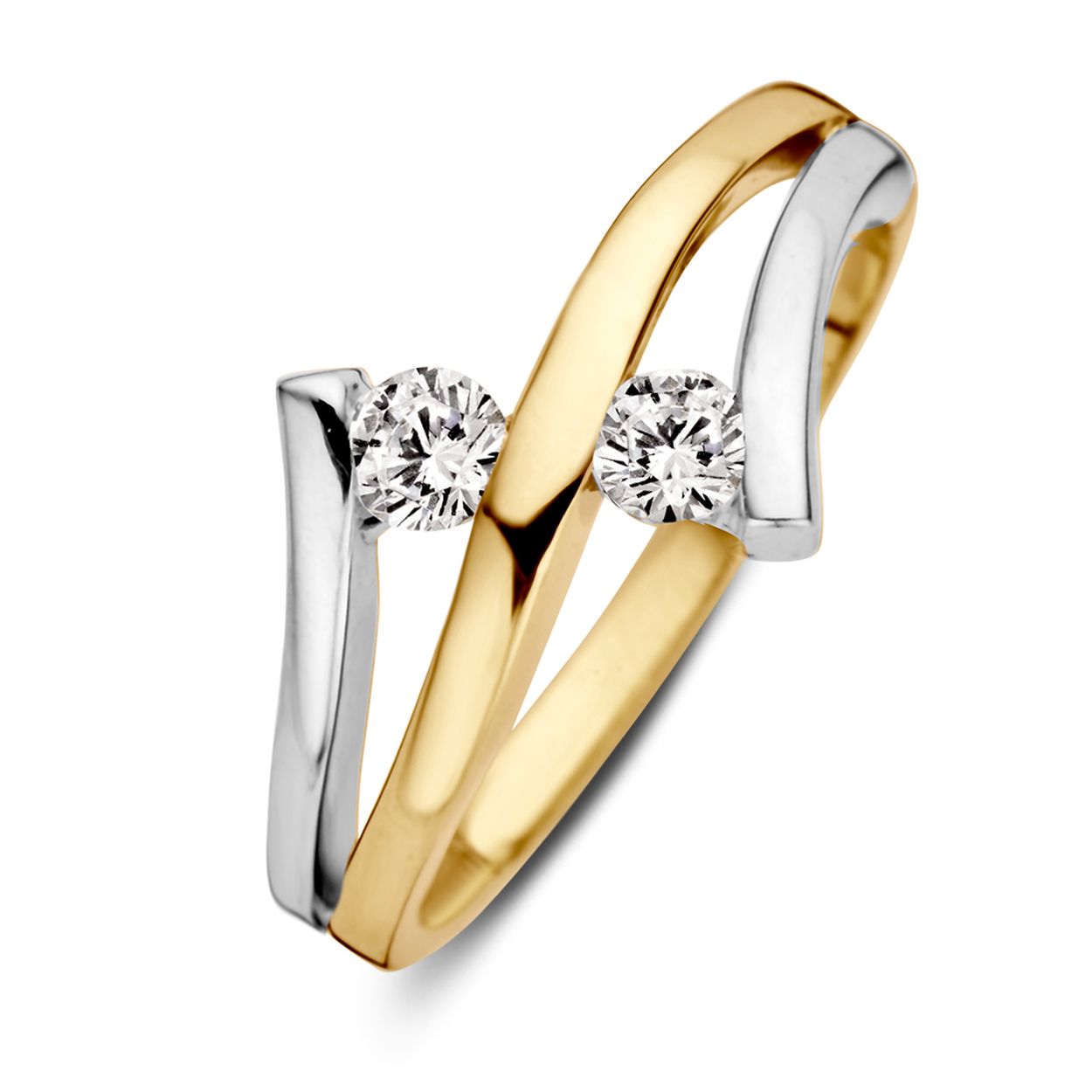 Ring bicolor zirkonia Maat 54