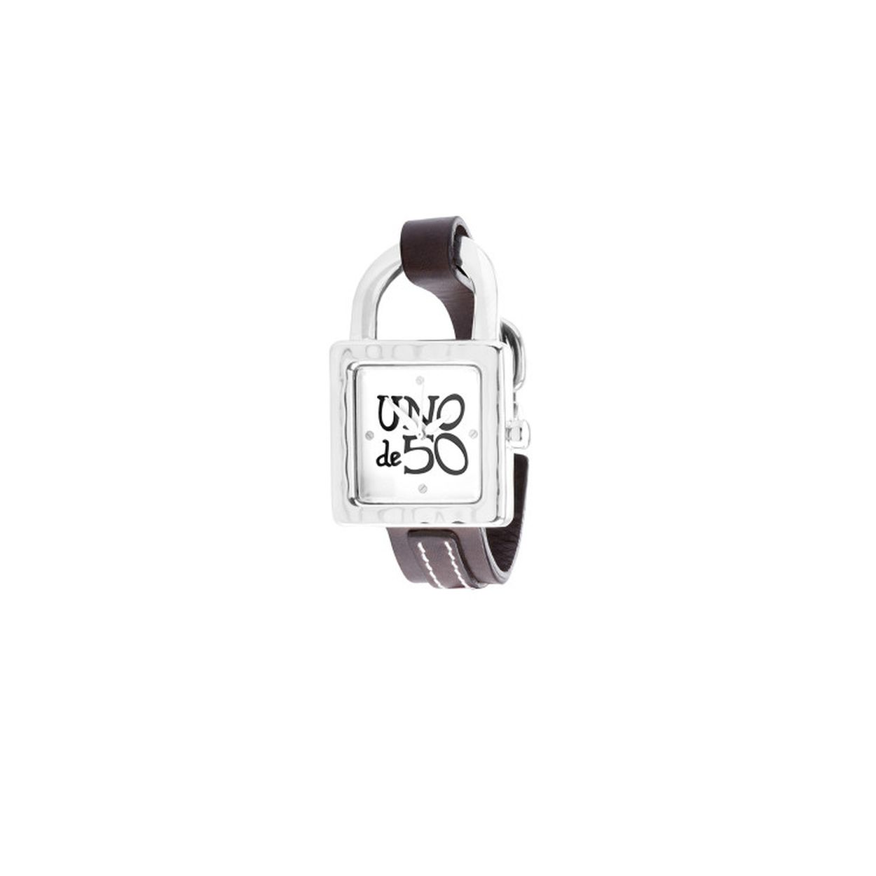20 micron verzilverd horloge van metaallegering met handgemaakte leren band.