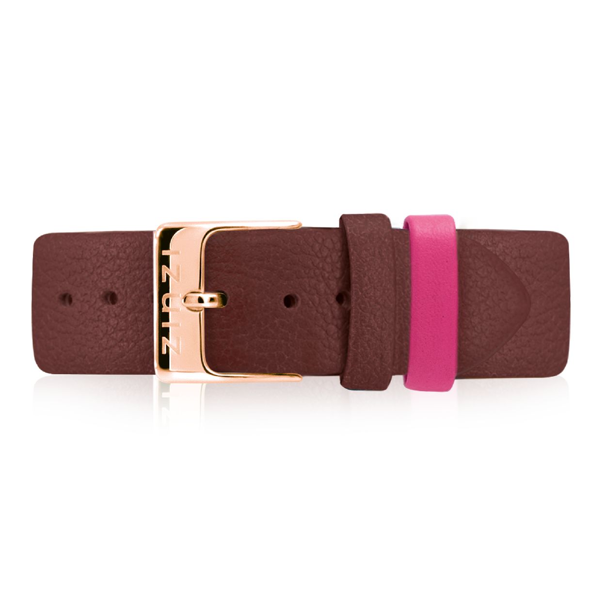 ZINZI Retro leren horlogeband paars rosegoudkleurige stalen sluiting 18mm RETBAND16