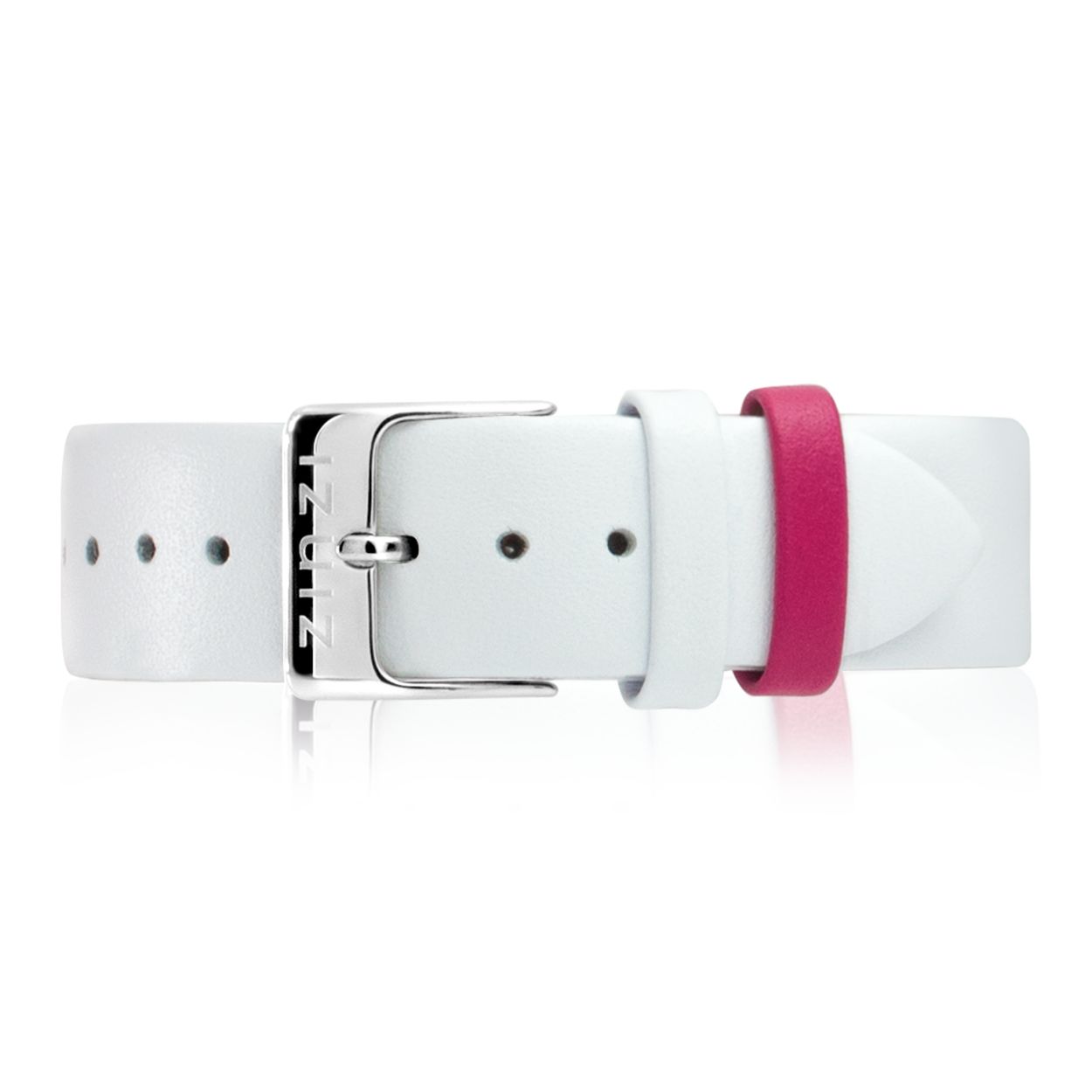 ZINZI Retro leren horlogeband wit stalen sluiting 18mm RETBAND18