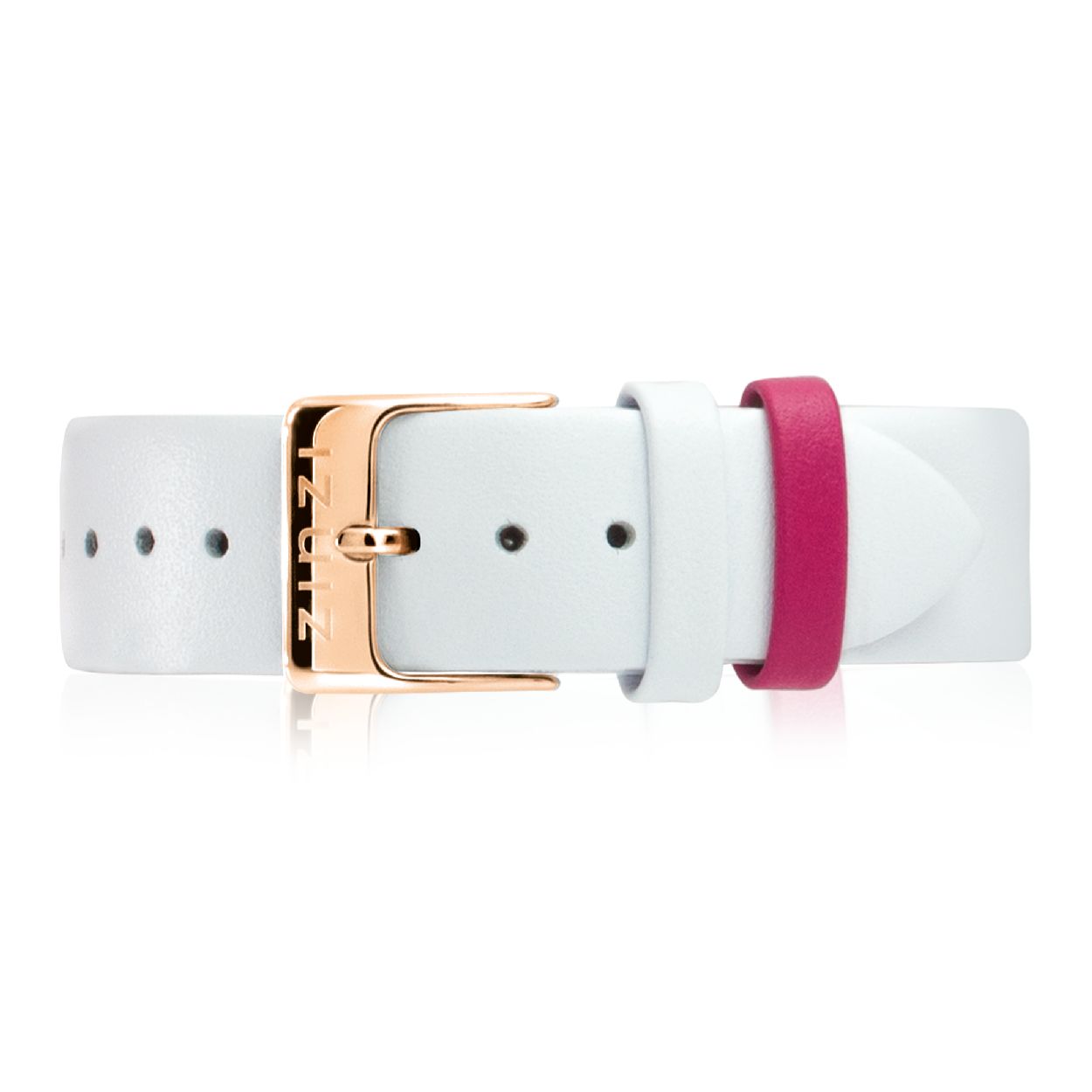 ZINZI Retro leren horlogeband wit rosegoudkleurige stalen sluiting 18mm RETBAND19