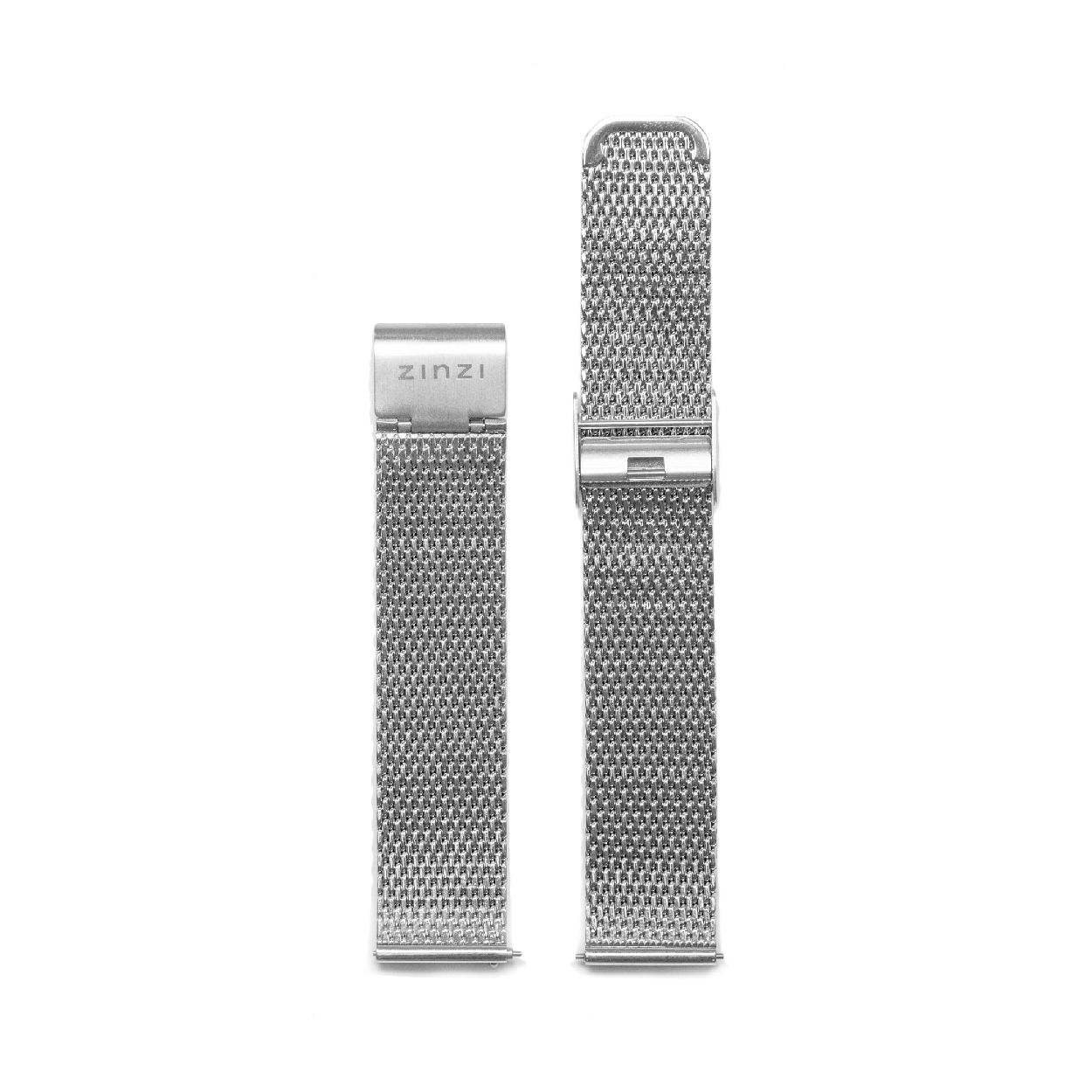 Zinzi Retro stalen mesh horlogeband zilvergekleurd 18mm RETBAND1