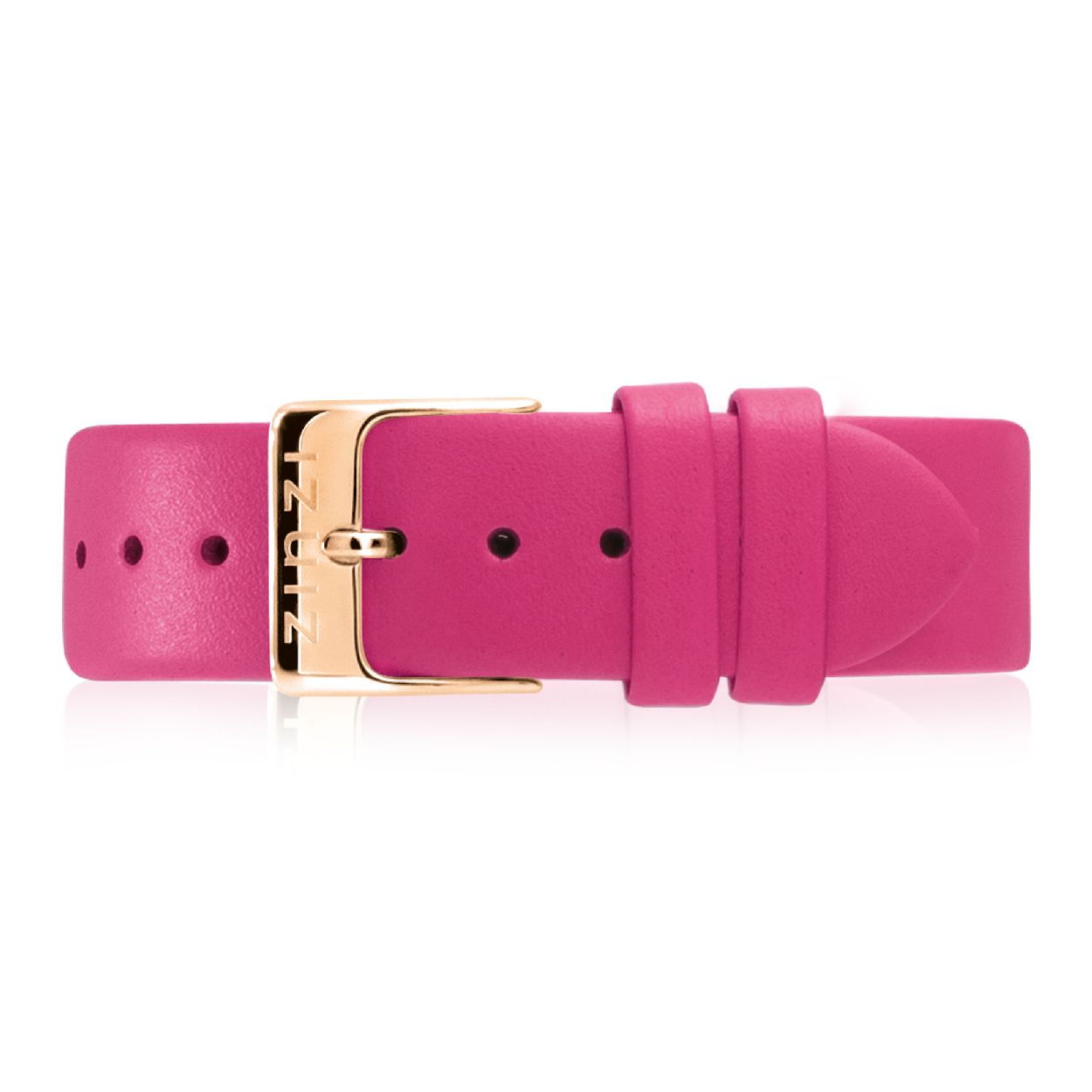 ZINZI Retro leren horlogeband fuchsiaroze rosegoudkleurige stalen sluiting 18mm RETBAND25