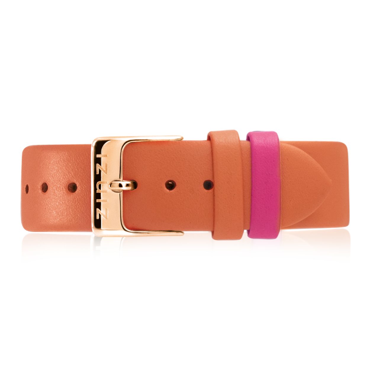 ZINZI Retro leren horlogeband oranje rosegoudkleurige stalen sluiting 18mm RETBAND27