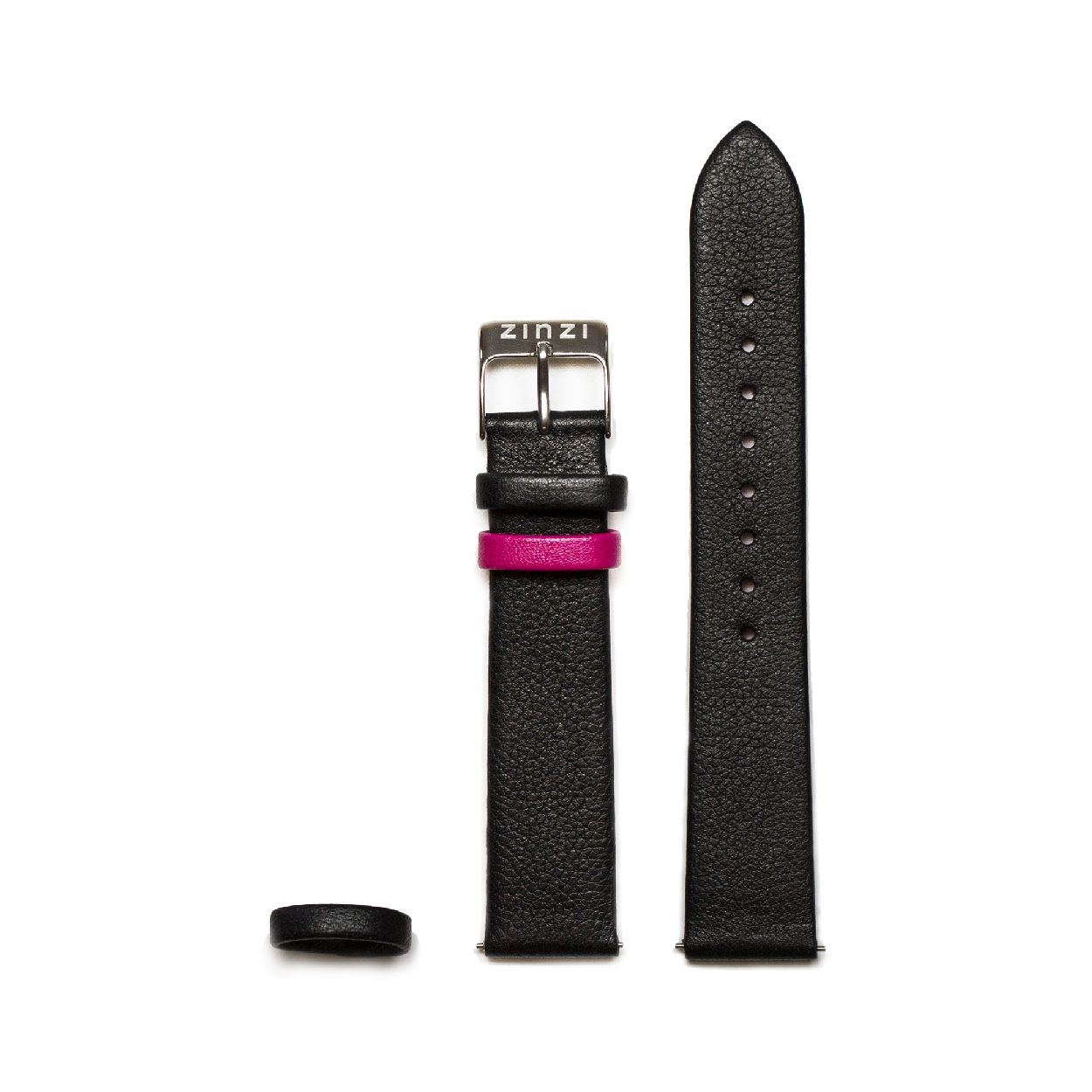 Zinzi Retro leren horlogeband zwart zilvergekleurde stalen sluiting 18mm RETBAND3