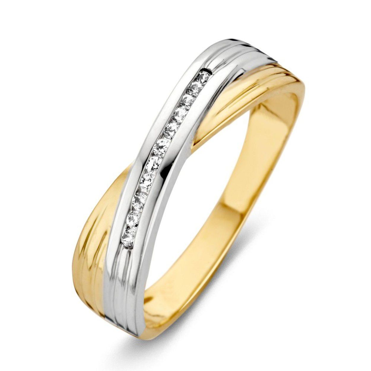 Ring bicolor zirkonia Maat 56