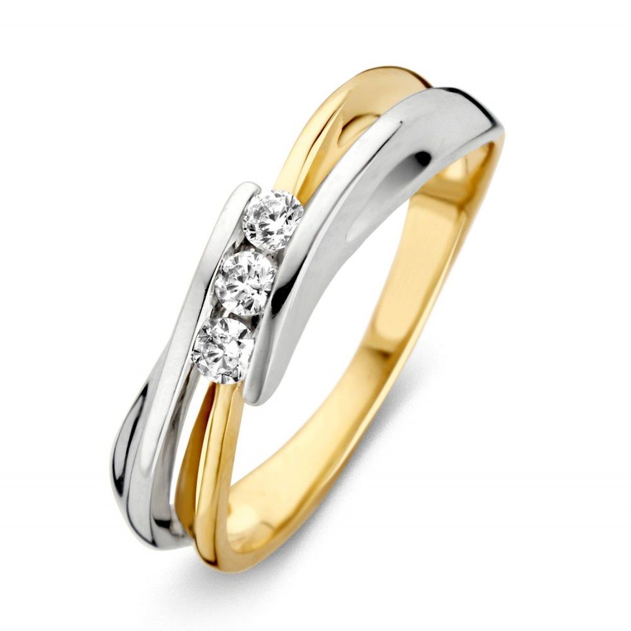 Ring bicolor zirkonia Maat 56