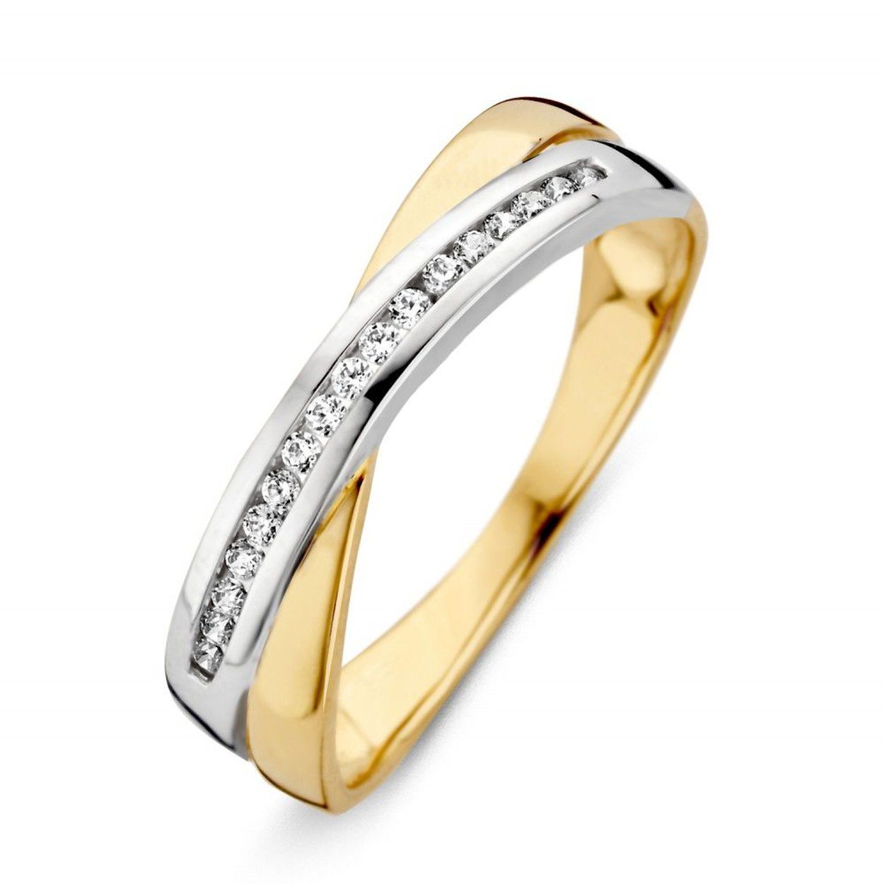 Ring bicolor zirkonia Maat 56