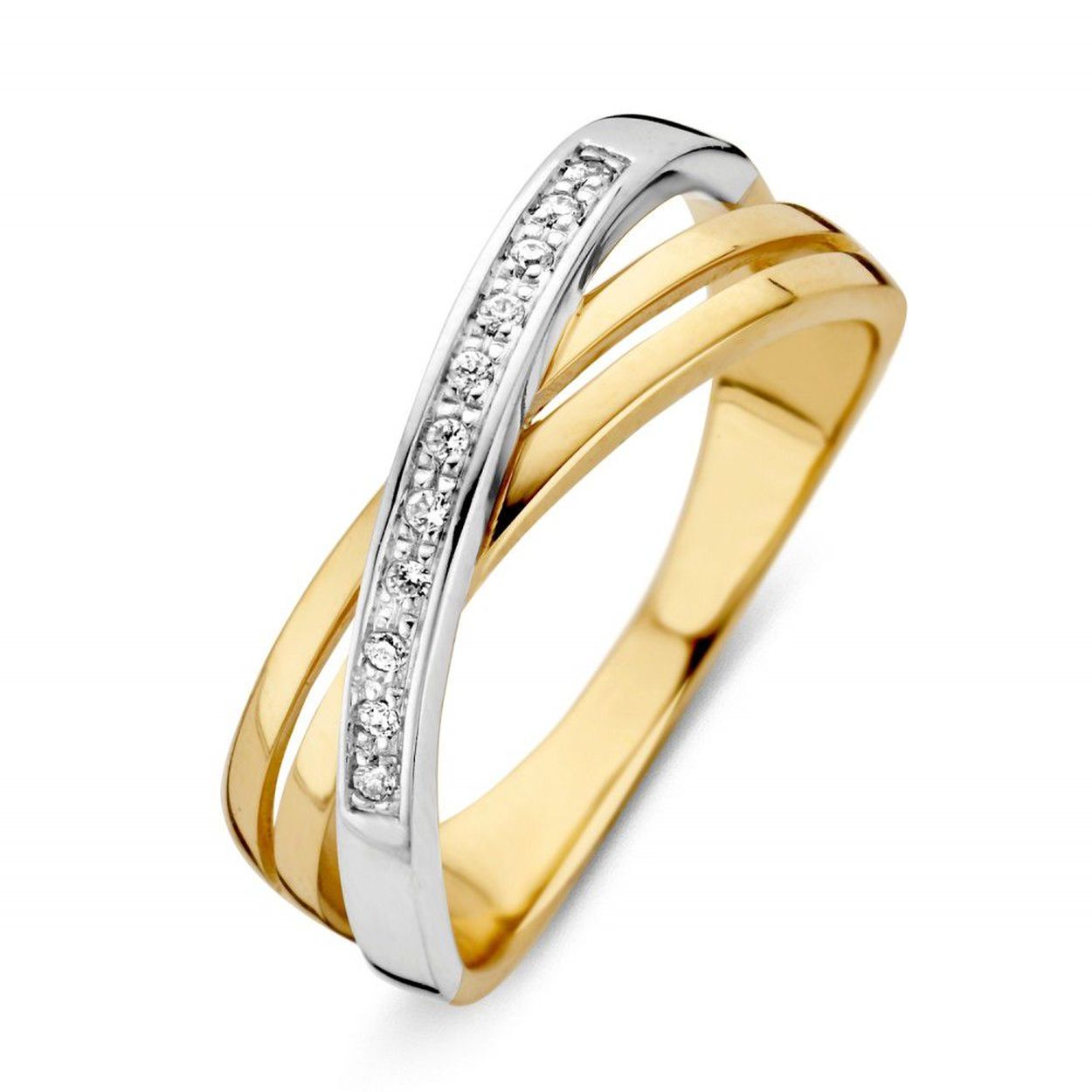 Ring bicolor zirkonia Maat 56