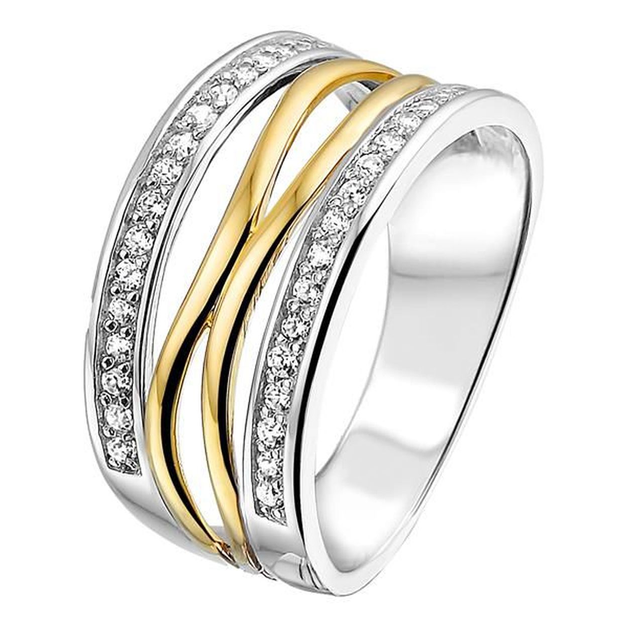 Ring zilver/goud zirkonia Maat 56