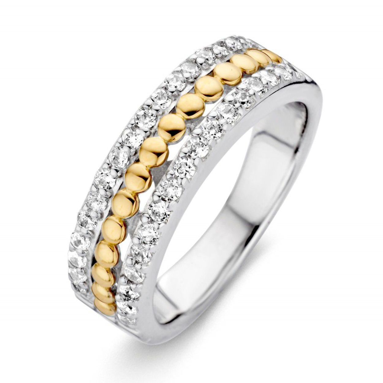 Ring zilver/goud zirkonia Maat 54
