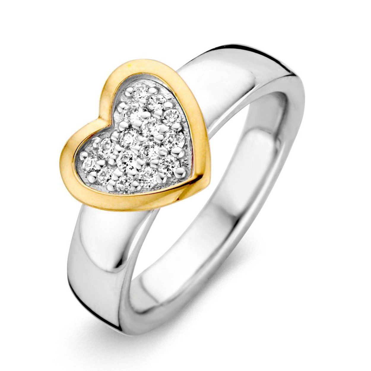 Ring zilver/goud zirkonia Maat 60