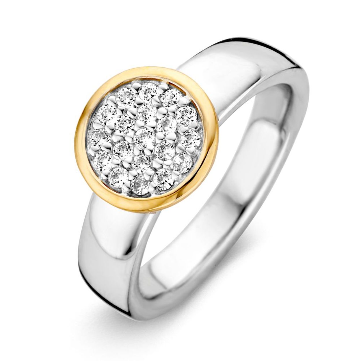 Ring zilver/goud zirkonia Maat 56