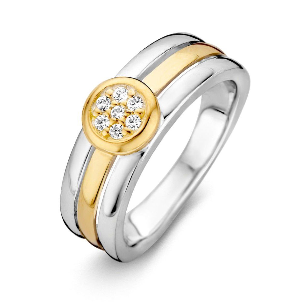 Ring zilver/goud zirkonia Maat 60