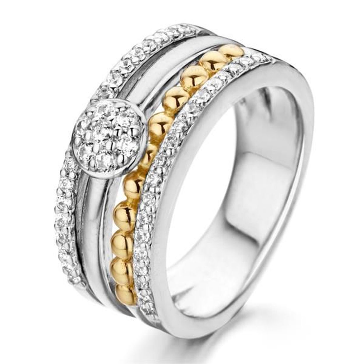 Ring zilver/goud zirkonia Maat 58