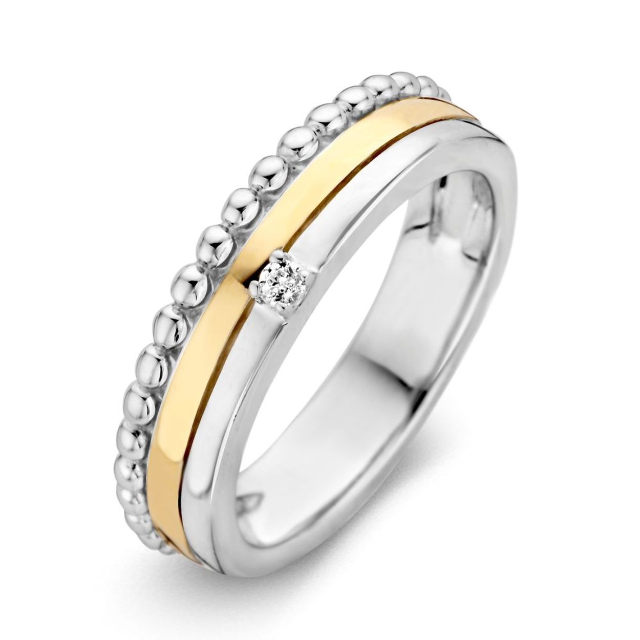 Ring zilver/goud zirkonia Maat 52