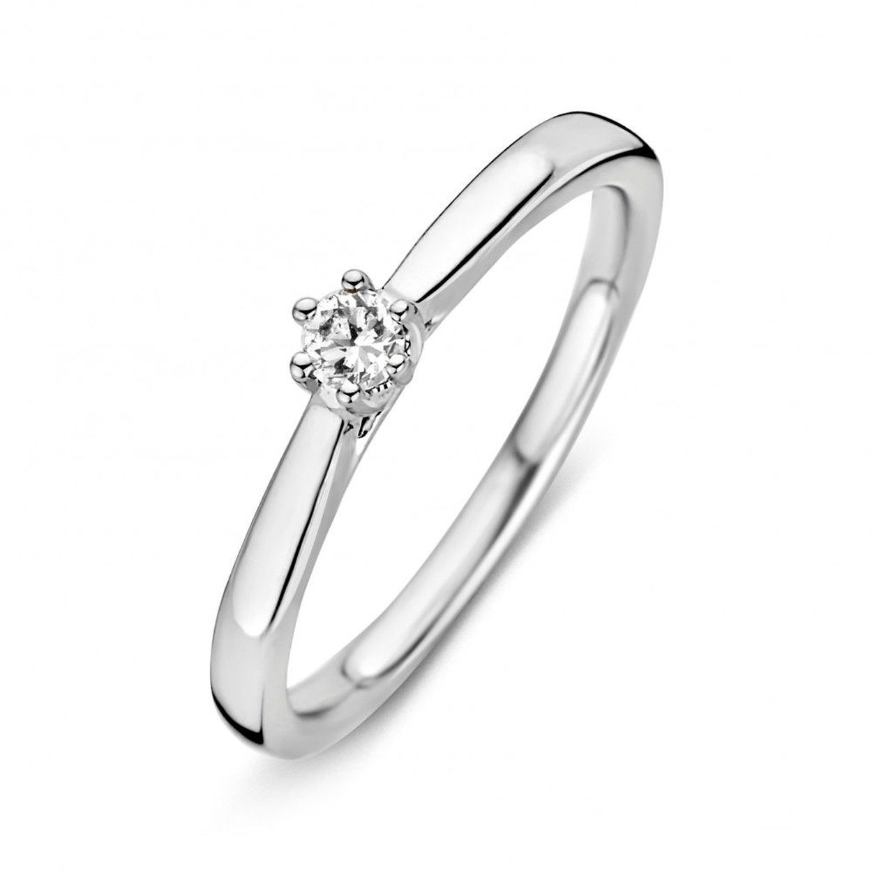 Ring witgoud briljant 0.09 crt. Maat 56