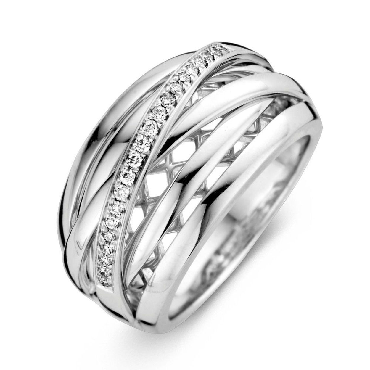 Ring witgoud briljant 0,12crt Maat 54