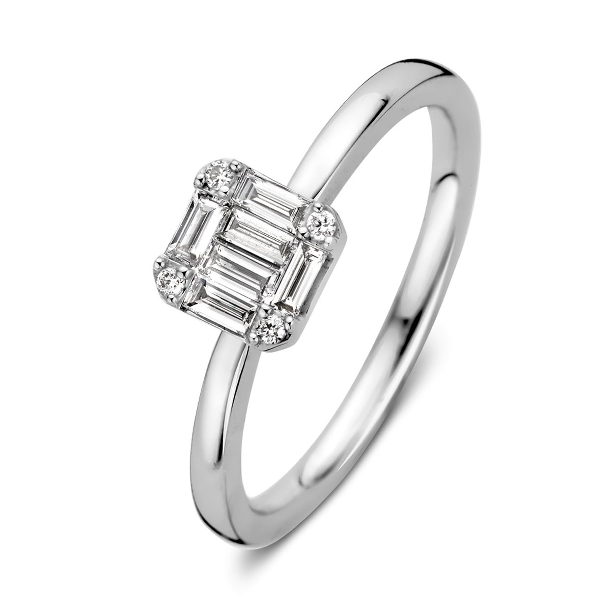 Ring witgoud diamant 0.29 crt Maat 56